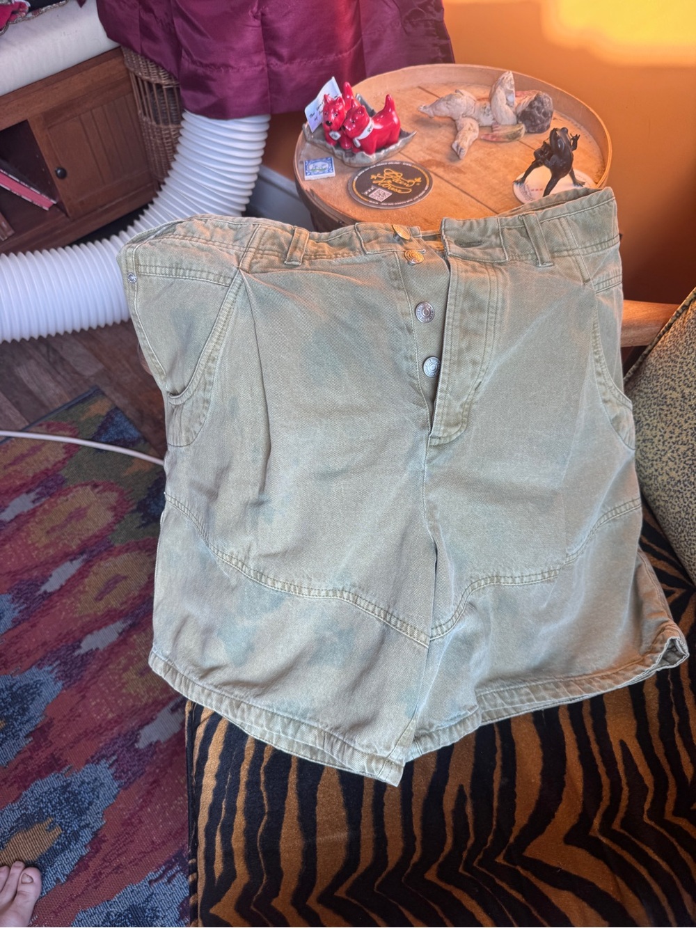 Free People 100% cotton mottled green shorts NWOT
